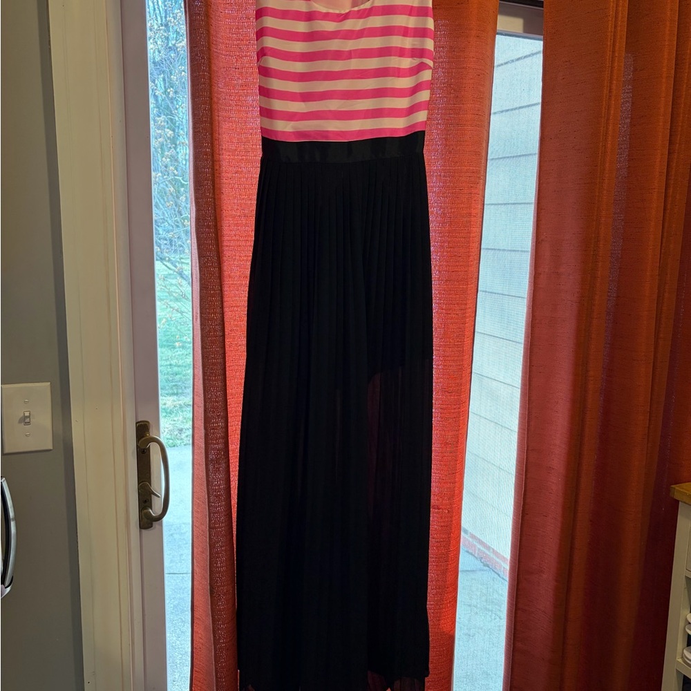 Charming Charlie Pink and Black Striped Maxi Dress